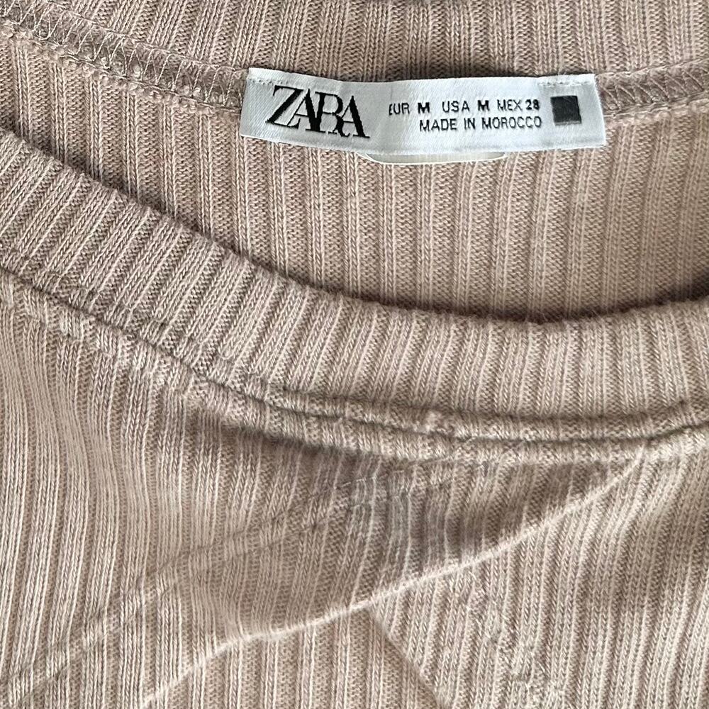 Zara Ribbed Pullover Bolero Sweater Beige Size M - Picture 5 of 5